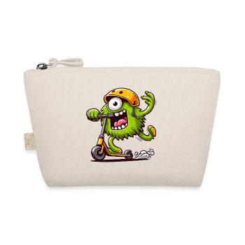 Cute funny monster on escooter - Organic Pouch - nature - Front