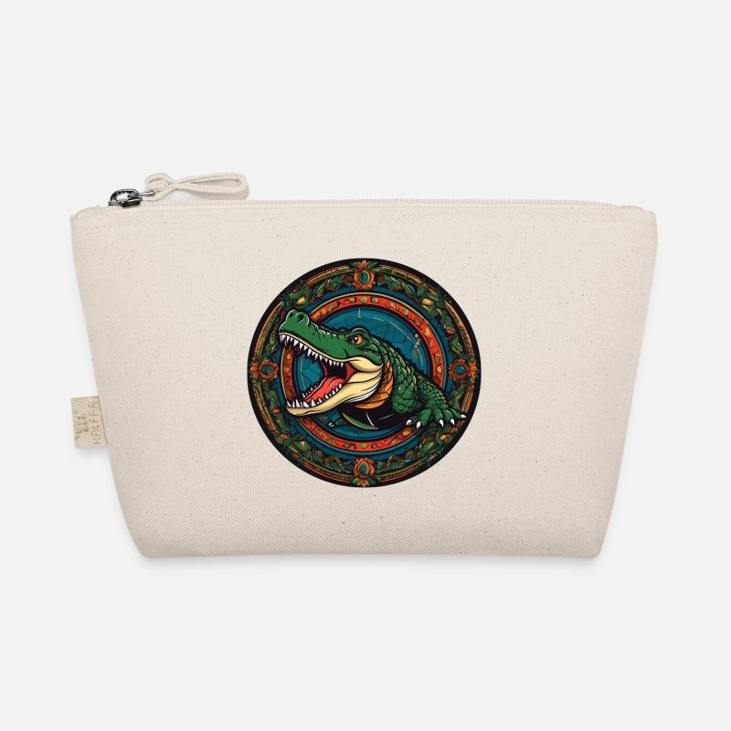 Alligatorportrait Krokodilportrait im Comic Stil Bio-Täschchen