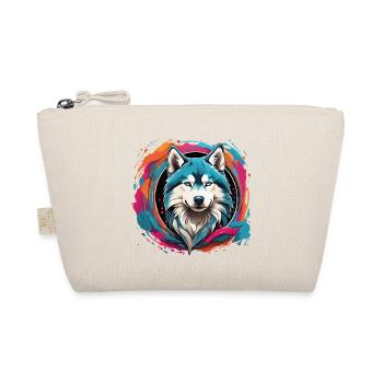 Sibirischer Husky Huskyportrait im Farbkreis - Bio-Täschchen - Natur - Vorne