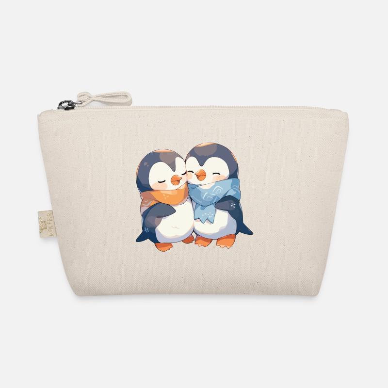 Pinguin Herz Liebe Süß Umarmung Pinguinliebe - Bio-Täschchen - Natur