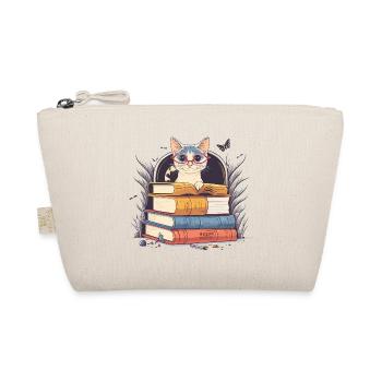 Whimsical Wonders: A Curious Cat and a Tower of Bo - Organic Pouch - nature - Front