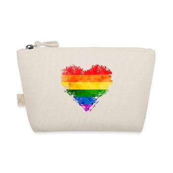 LGBTQ Regenbogen Herz Bunt Liebe Stolz Homosexuell - Bio-Täschchen - Natur - Vorne