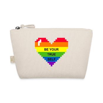 Rainbow Flag Heart Be Your Self Graphic - Organic Pouch - nature - Front