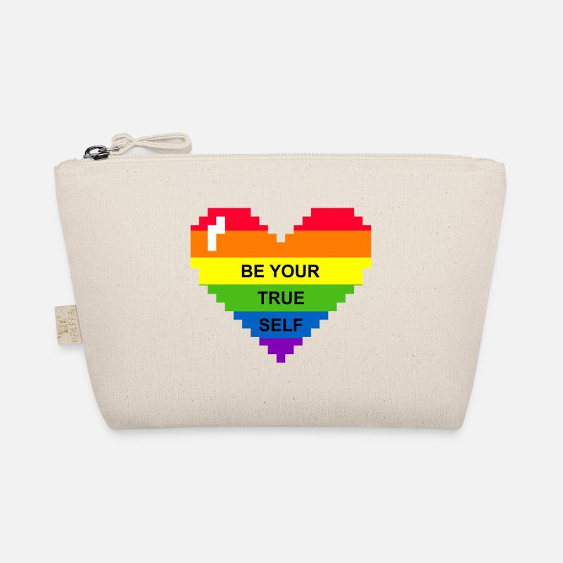 Rainbow Flag Heart Be Your Self Grafik - Bio-Täschchen - Natur