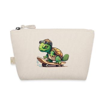 Skateboarding Turtle - Organic Pouch - nature - Front