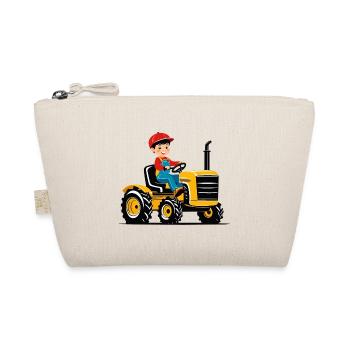 Boy driving tractor - Organic Pouch - nature - Front