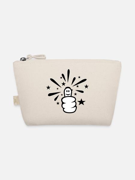 Daumen hoch / thumb up (sparkly, 2c) - Bio-Täschchen - Natur - Vorne