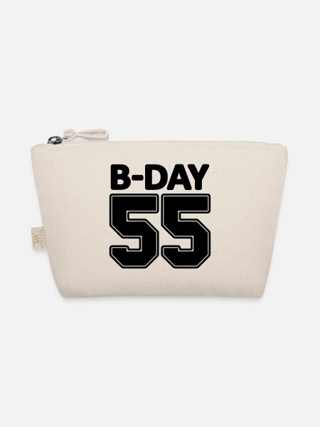 Number 55 / 55th Birthday Schnapszahl jersey - Organic Pouch - nature - Front