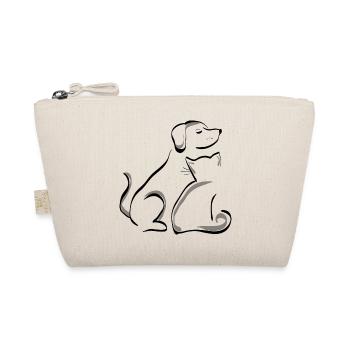 Hund und Katze innig vereint. Geschenkidee - Bio-Täschchen - Natur - Vorne