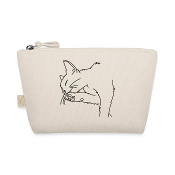 Katze schleckt Pfote ab. Geschenkidee - Bio-Täschchen - Natur - Vorne