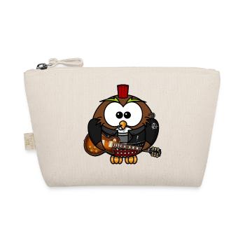 Eule als Punk mit Gitarre. Geschenkidee - Bio-Täschchen - Natur - Vorne