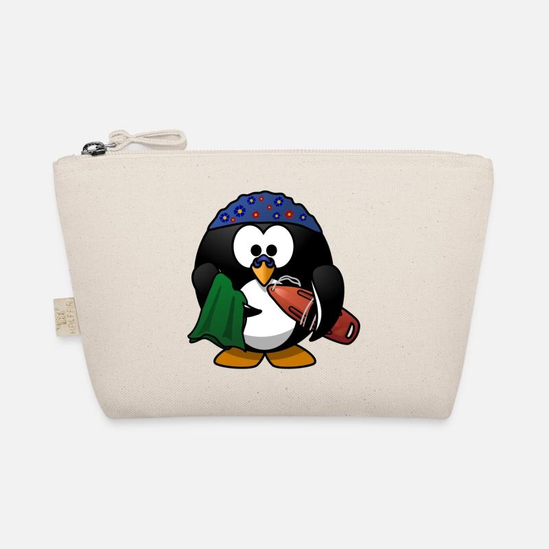 Blumenhut-Pinguin am Strand - Bio-Täschchen - Natur