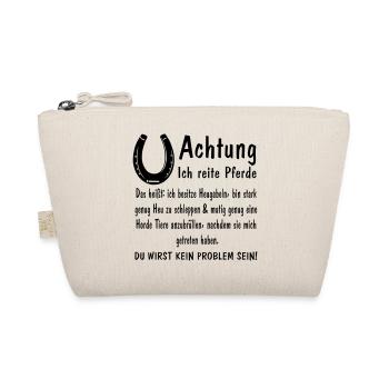 Achtung ich reite Pferde Heugabeln stark mutig - Bio-Täschchen - Natur - Vorne