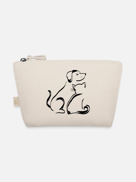 Hund & Katze Umrisse Schwarz - Bio-Täschchen - Natur - Vorne