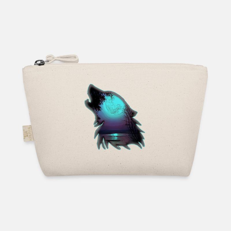 Wolf with moon | Yolo Artwork Organic Pouch