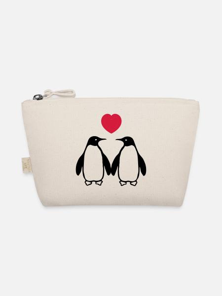 Verliebte Pinguine - Bio-Täschchen - Natur - Vorne