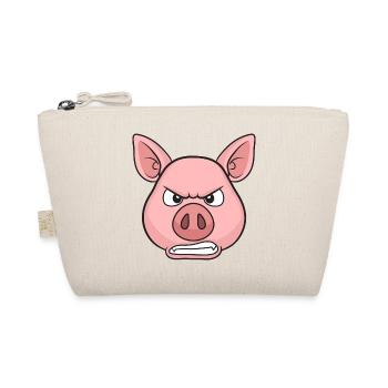 Angry Pig Cartoon Stare - Organic Pouch - nature - Front