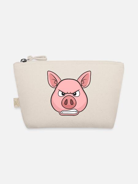Angry Pig Cartoon Stare - Organic Pouch - nature - Front