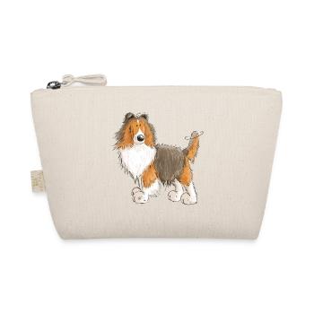 Fröhlicher Sheltie - Shetland Sheepdog - Geschenk - Bio-Täschchen - Natur - Vorne