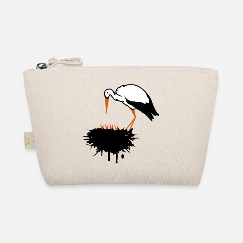 Storch und sein Nest mit Nachwuchs Graffiti Bio-Täschchen