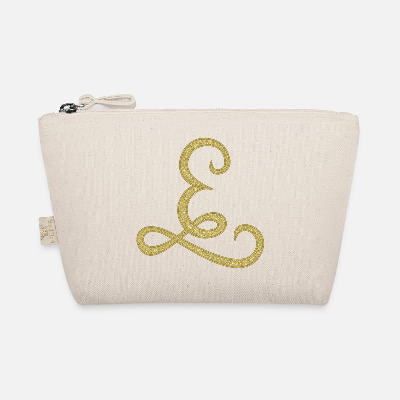 E - gold, letter, alphabet, monogram Organic Pouch