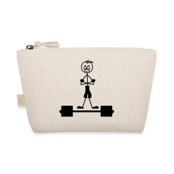 Weight training with hands over each other logo - Organic Pouch - nature - Front