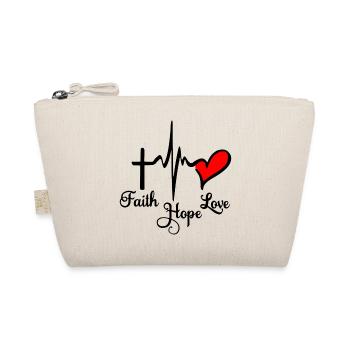 Glauben Sie Hoffnung und Liebe mit Cardio Cross und Herz und - Bio-Täschchen - Natur - Vorne