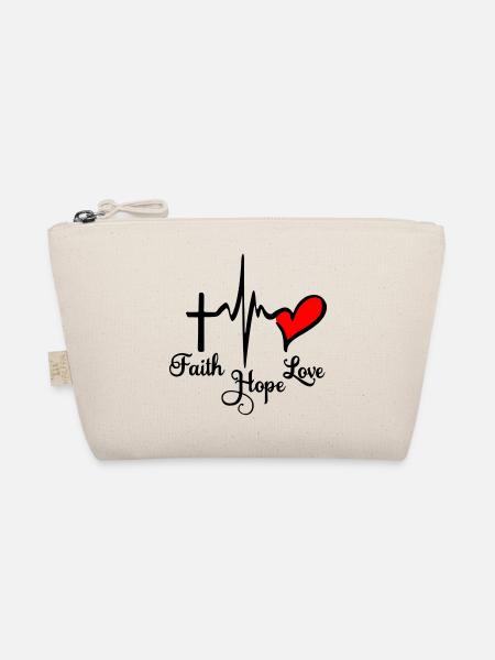 Glauben Sie Hoffnung und Liebe mit Cardio Cross und Herz und - Bio-Täschchen - Natur - Vorne