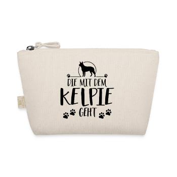 DIE MIT DEM KELPIE GEHT Hundespruch Hunde Wilsigns - Bio-Täschchen - Natur - Vorne