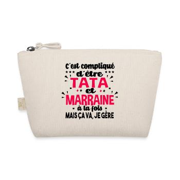 Tata marraine. Cadeau famille tante fête baptême - Trousse biologique - nature - Devant