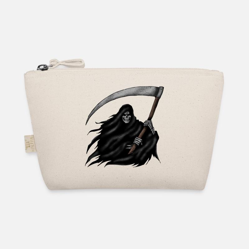 Grim Reaper mit Sense auf Schwarzem Hintergrund - Bio-Täschchen - Natur