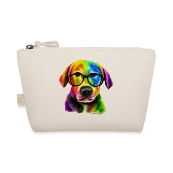 Rainbow dog Labrador with glasses - Organic Pouch - nature - Front