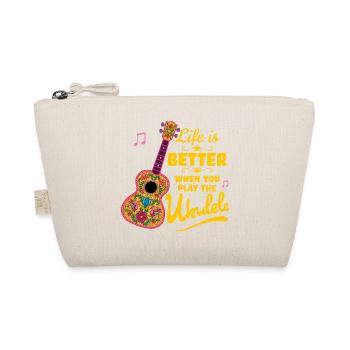 Bunte Ukulele Zitat "Das Leben ist besser" - Bio-Täschchen - Natur - Vorne