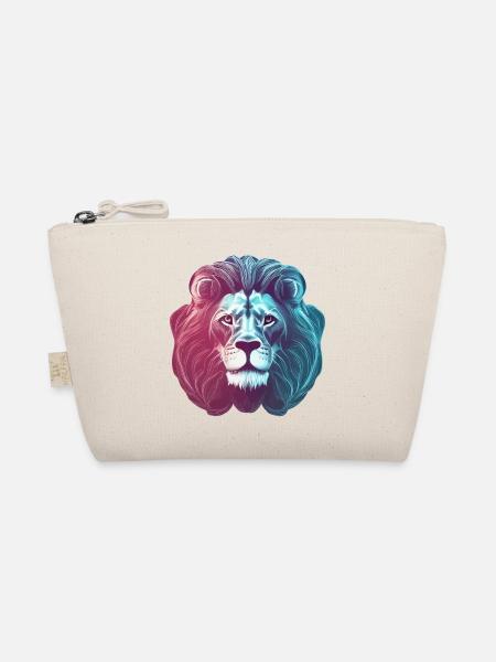 Futuristic Colored Neon Lion Lion's Head - Organic Pouch - nature - Front