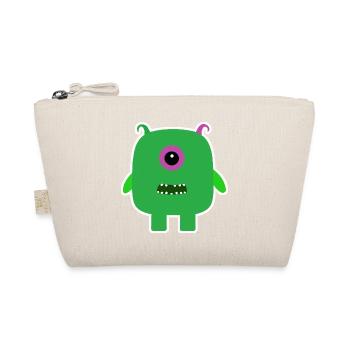 Green Cyclops Monster | Cute Square Alien  - Organic Pouch - nature - Front