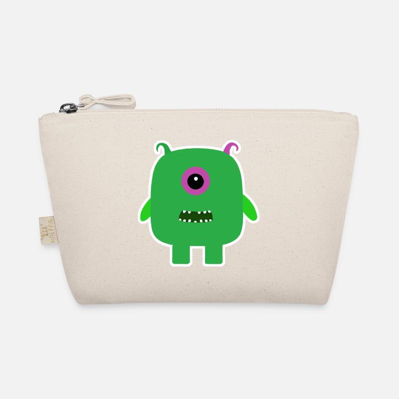 Green Cyclops Monster | Cute Square Alien  Organic Pouch