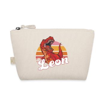 LEON - Beau prénom de garçon avec T-REX Dino - Trousse biologique - nature - Devant