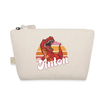 ANTON - Beau prénom de garçon avec T-REX Dino - Trousse biologique - nature - Devant