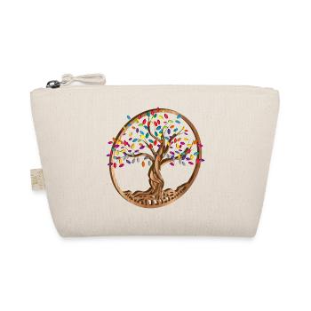 Tree medallion with colorful leaves in wood look - Organic Pouch - nature - Front