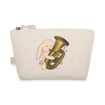 Cute Tuba Playing Kawaii Rabbit - Organic Pouch - nature - Front
