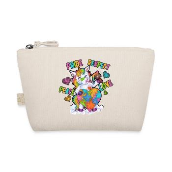 Love Pride Respect Peace Einhorn bunt Herz LGBTQ - Bio-Täschchen - Natur - Vorne