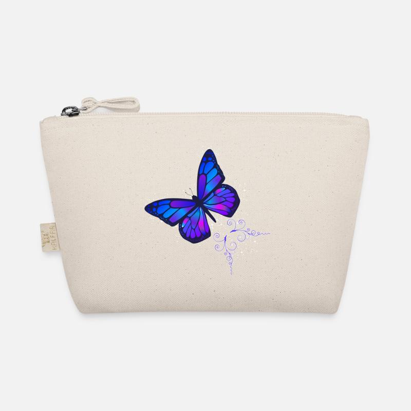 Schmetterling blau und violett mit Sternenhimmel - Bio-Täschchen - Natur