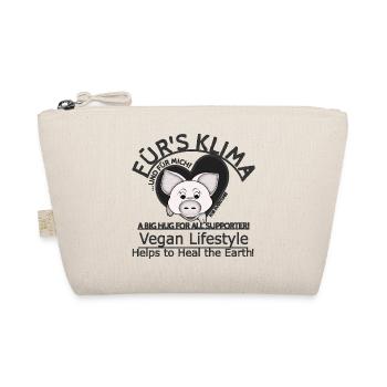 Schweinchen Vegan Klima SabineVegan HerzAufShirt - Bio-Täschchen - Natur - Vorne