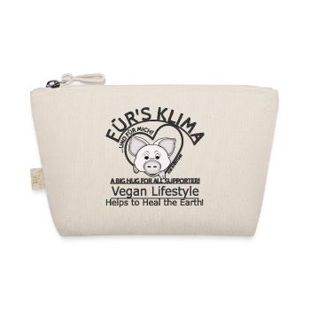 Schweinchen Vegan Klima SabineVegan HerzAufShirt - Bio-Täschchen - Natur - Vorne