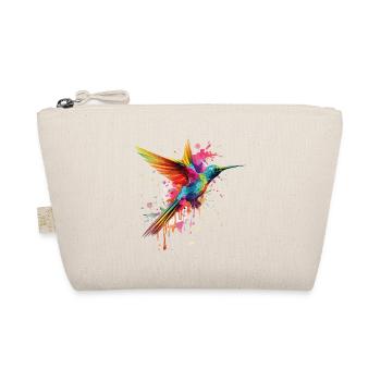 Hummingbird Animal Art Watercolor Splash Colorful - Organic Pouch - nature - Front