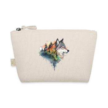 Wolf Wolfskopf Natur Wildnis Wald Bäume Kunst - Bio-Täschchen - Natur - Vorne