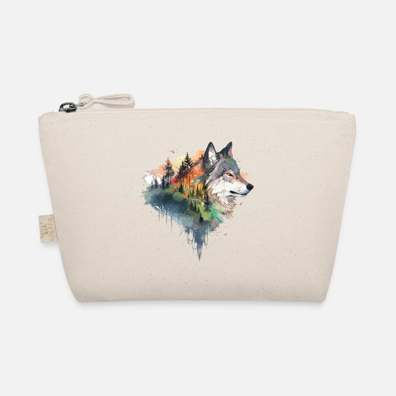 Wolf Wolf’s Head Nature Wilderness Forest Trees Art Trousse biologique