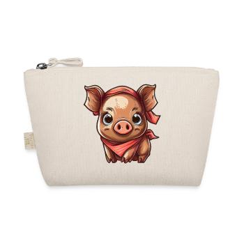 Schwein mit Bandana - Bio-Täschchen - Natur - Vorne