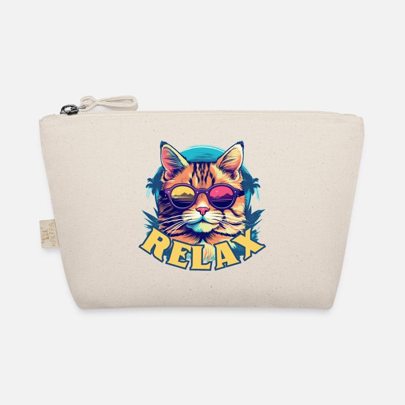 Entspannte Katze mit Sonnenbrille, Sommerlook - Bio-Täschchen - Natur