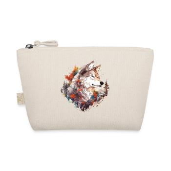 Wolf Wolfskopf Natur Wildnis Wald Bäume Kunst - Bio-Täschchen - Natur - Vorne
